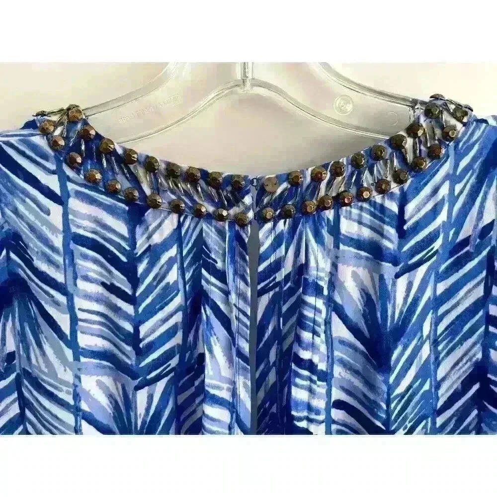 Lilly Pulitzer Sz XS Colby Romper Blue Palm Print Summer Vacation Travel Night - Picture 11 of 16